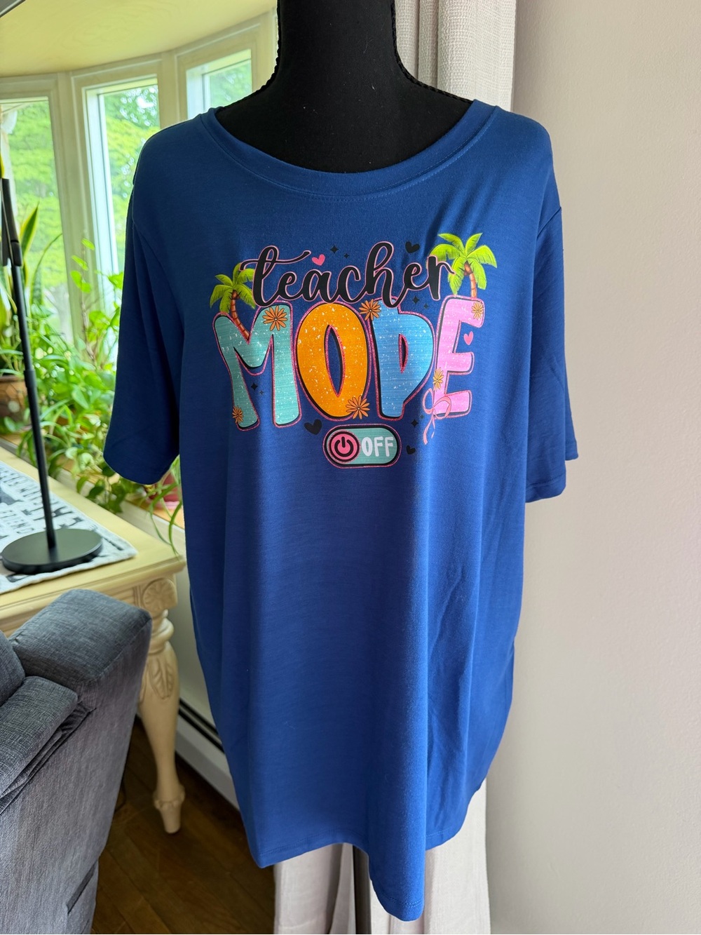 Blue "Teacher Mode Off" Graphic Tee MADE WITH ❤️